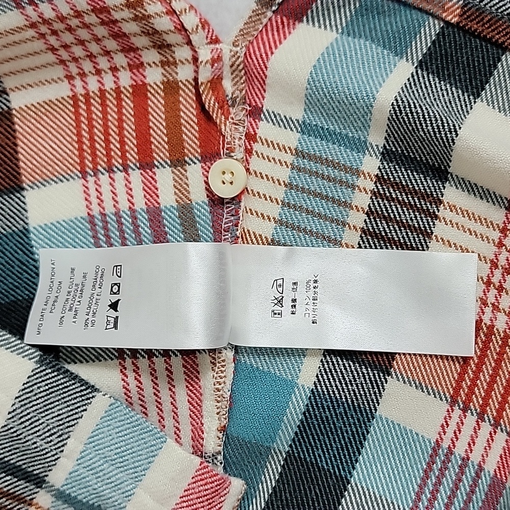 Patagonia Women's White Red Blue Plaid Flannel Button Up Top, 8 - Picture 8 of 9
